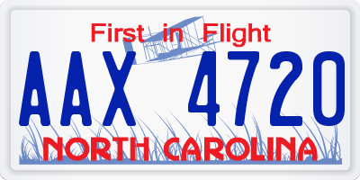 NC license plate AAX4720