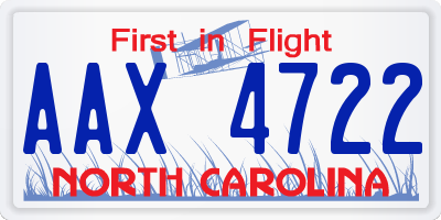NC license plate AAX4722