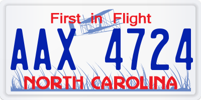 NC license plate AAX4724