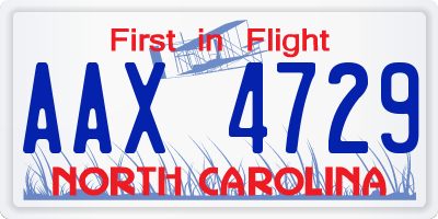 NC license plate AAX4729