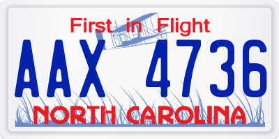 NC license plate AAX4736