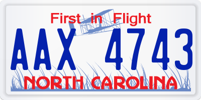 NC license plate AAX4743