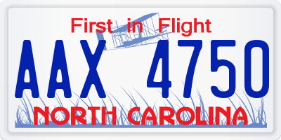 NC license plate AAX4750