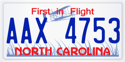 NC license plate AAX4753