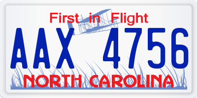NC license plate AAX4756