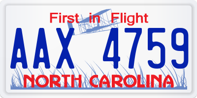 NC license plate AAX4759