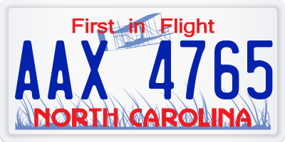 NC license plate AAX4765