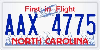 NC license plate AAX4775