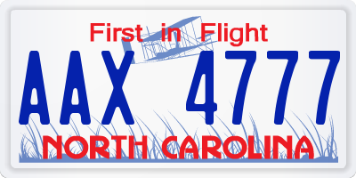 NC license plate AAX4777