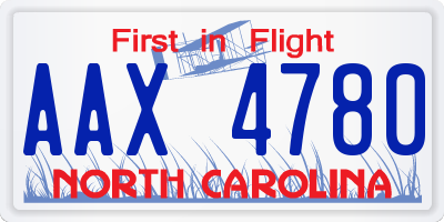 NC license plate AAX4780