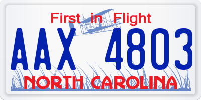 NC license plate AAX4803