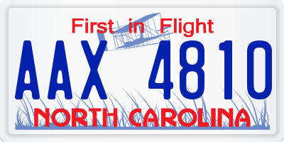 NC license plate AAX4810
