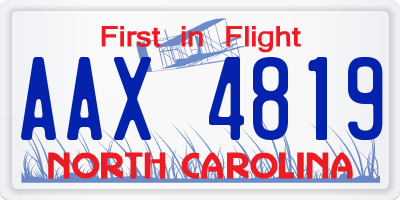 NC license plate AAX4819