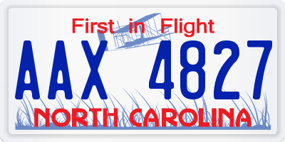 NC license plate AAX4827