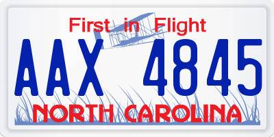 NC license plate AAX4845