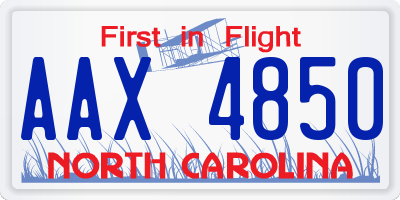 NC license plate AAX4850
