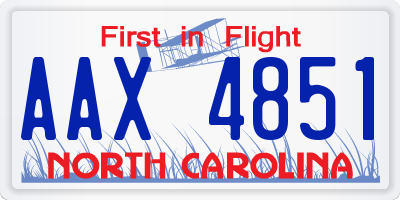 NC license plate AAX4851