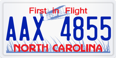 NC license plate AAX4855