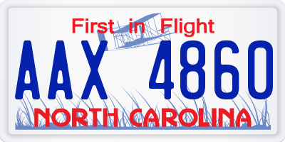 NC license plate AAX4860