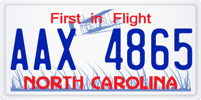 NC license plate AAX4865