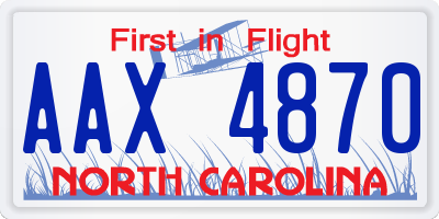 NC license plate AAX4870