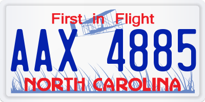 NC license plate AAX4885