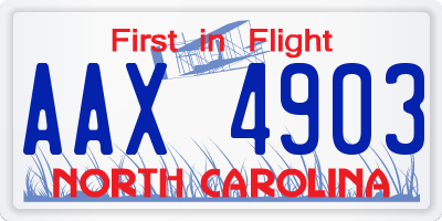 NC license plate AAX4903