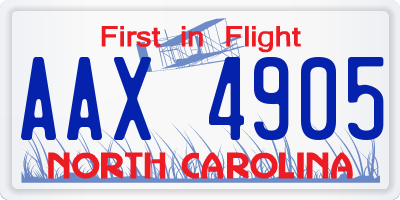 NC license plate AAX4905