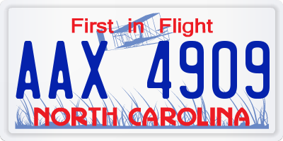 NC license plate AAX4909