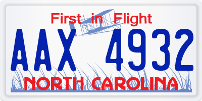 NC license plate AAX4932