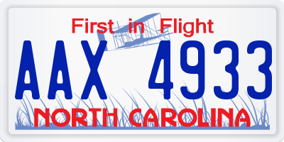 NC license plate AAX4933