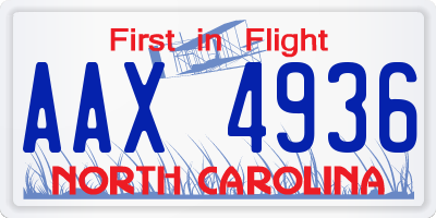 NC license plate AAX4936