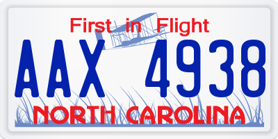 NC license plate AAX4938