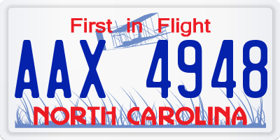 NC license plate AAX4948