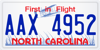 NC license plate AAX4952