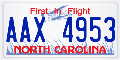 NC license plate AAX4953