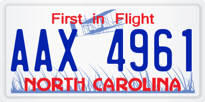 NC license plate AAX4961