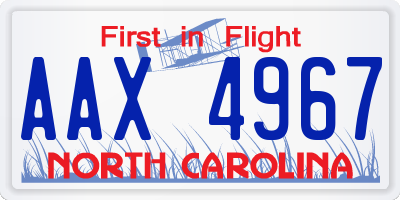 NC license plate AAX4967