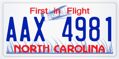 NC license plate AAX4981