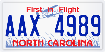 NC license plate AAX4989
