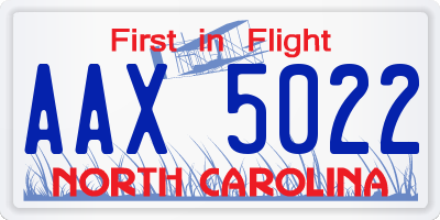 NC license plate AAX5022