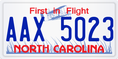 NC license plate AAX5023