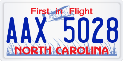 NC license plate AAX5028