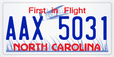 NC license plate AAX5031