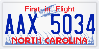 NC license plate AAX5034