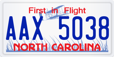 NC license plate AAX5038