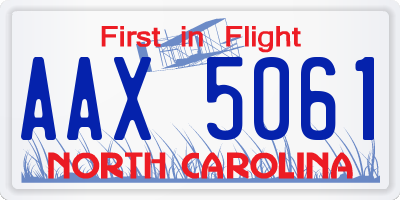NC license plate AAX5061