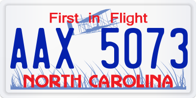 NC license plate AAX5073