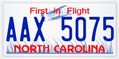 NC license plate AAX5075