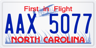 NC license plate AAX5077